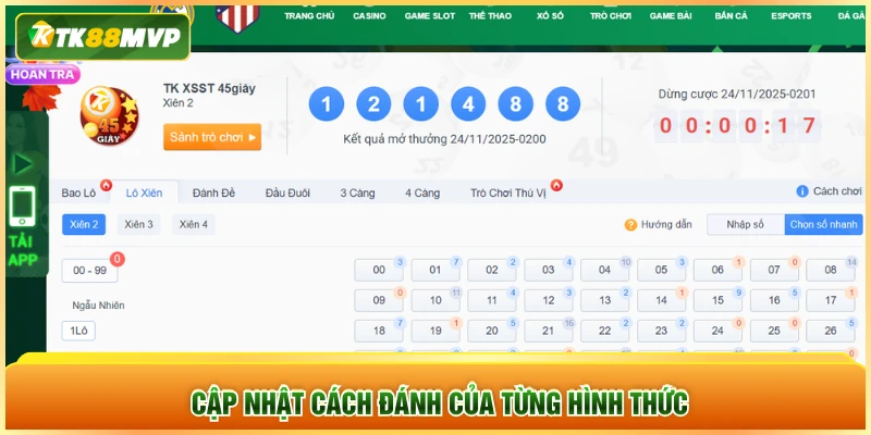 Cập nhật cách đánh của từng hình thức