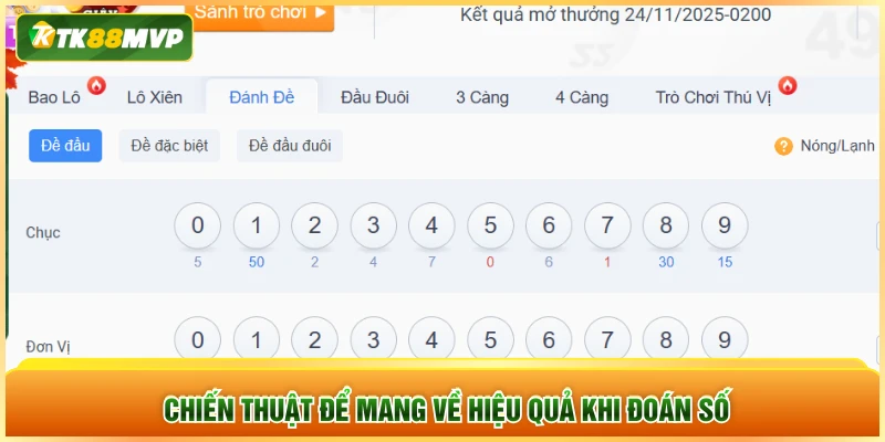 Chiến thuật để mang về hiệu quả khi đoán số