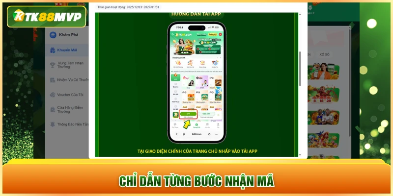 Chỉ dẫn từng bước nhận mã
