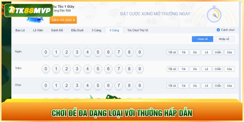 Chơi đề đa dạng loại với thưởng hấp dẫn