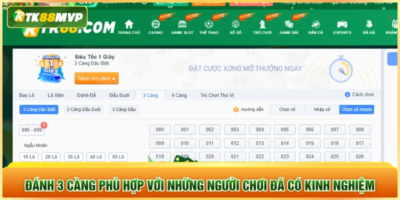 Đánh 3 càng phù hợp với những người chơi đã có kinh nghiệm