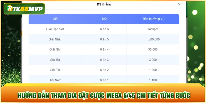Hướng dẫn tham gia đặt cược Mega 6/45 chi tiết từng bước