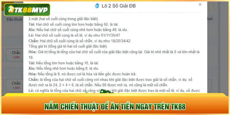 Nắm chiến thuật để ăn tiền ngay trên TK88