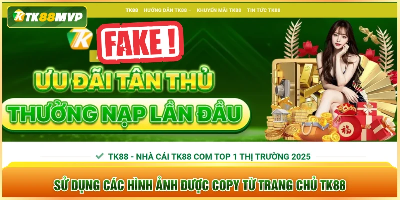 Sử dụng các hình ảnh được copy từ trang chủ TK88